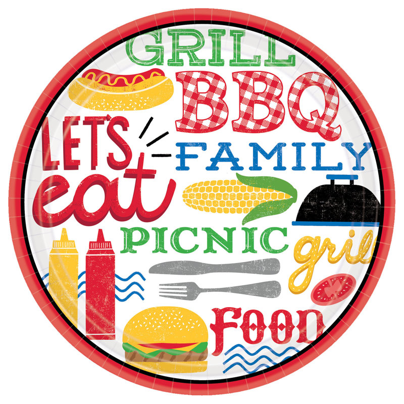 Amscan Summer BBQ Picnic Round Paper Plate Wayfair